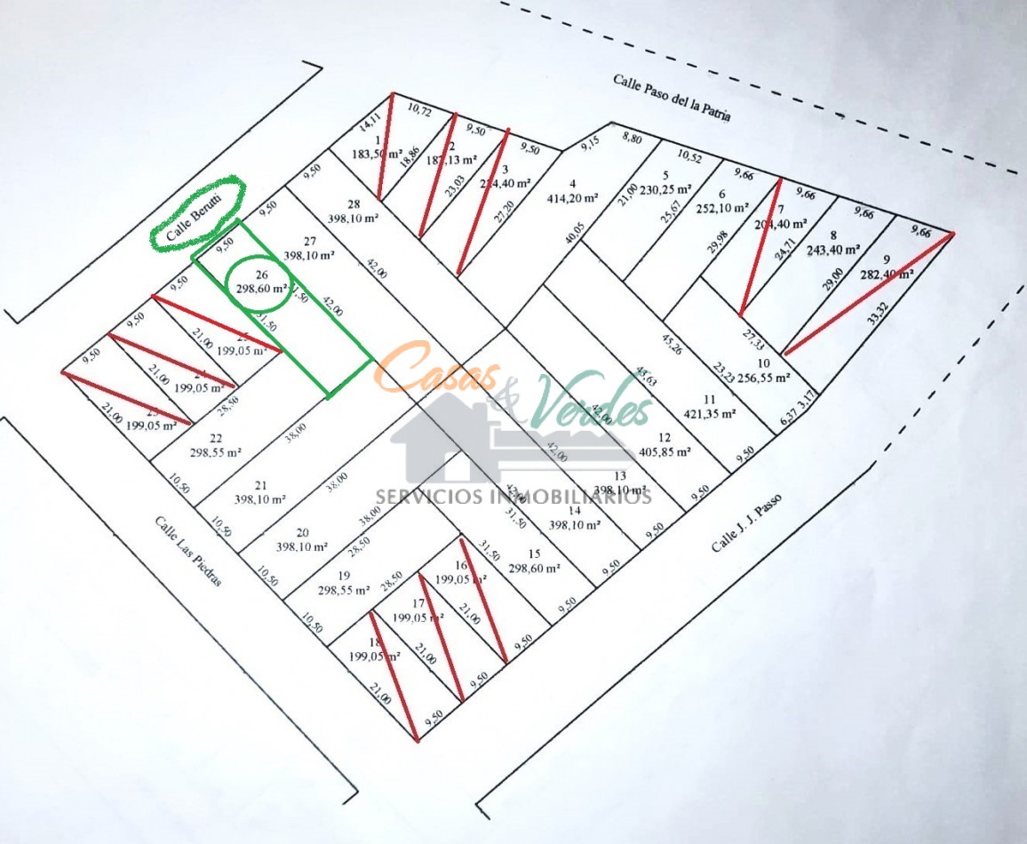 Venta Terreno nro. 26 calle Berutti con servicios de agua, cloacas y luz,