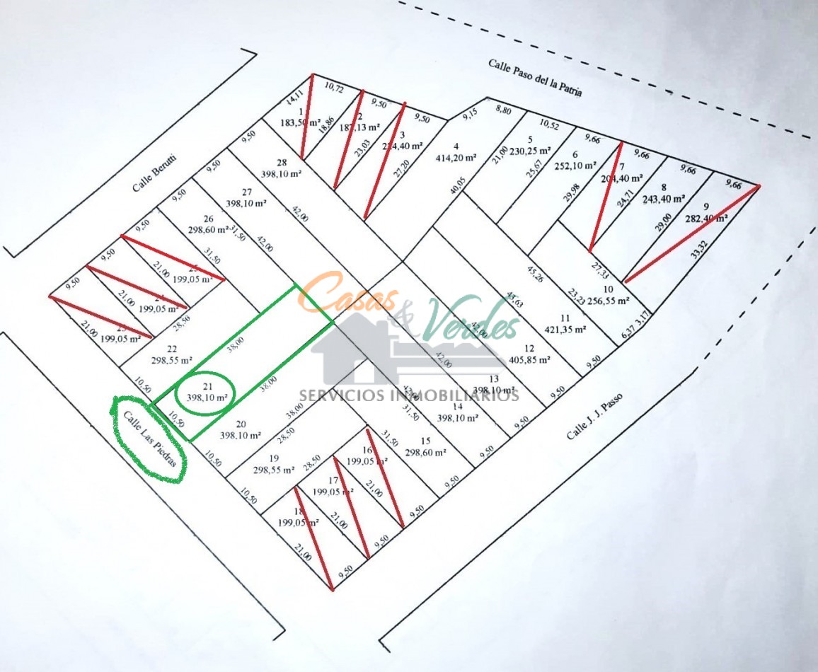 Venta Terreno nro. 21 calle Las Piedras